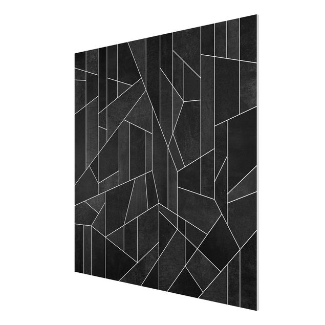 Stampa su Forex - Bianco e nero geometrico Acquarello - Quadrato 1:1