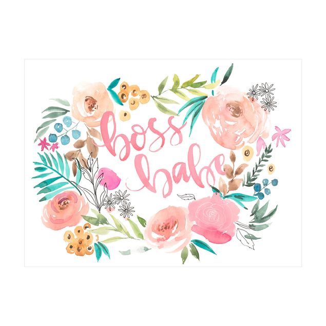 Tappeti bianchi Pink Flowers - Boss Babe