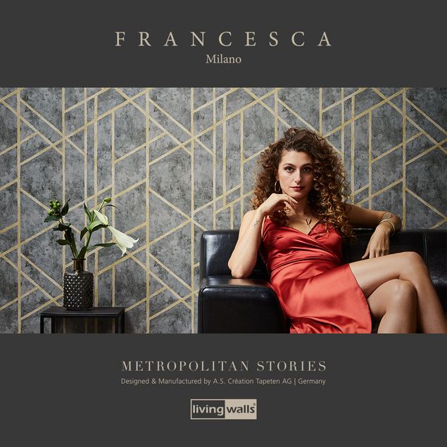 Carta da parati - Livingwalls Metropolitan Stories Francesca - Milano in Grigio Metalizzato