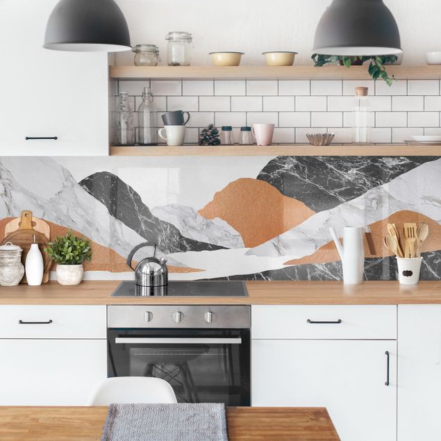 rivestimenti moderni cucina Paesaggio in marmo e rame II