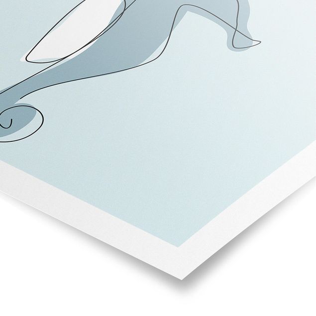 Poster - Seahorse Line Art - Orizzontale 3:4
