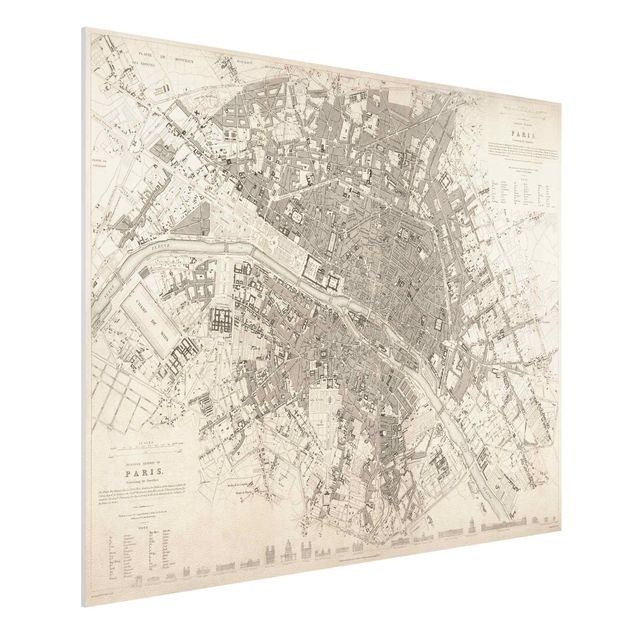 Stampa su Forex - Vintage mappa di Parigi - Orizzontale 3:4