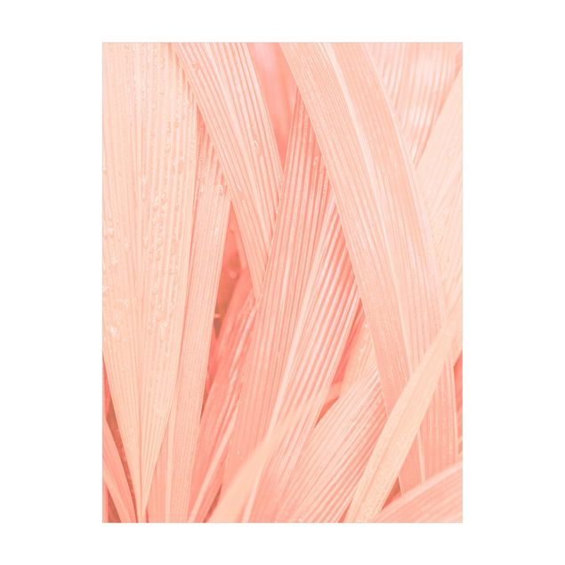 Tappeto rosa cameretta Foglie di palma rosa