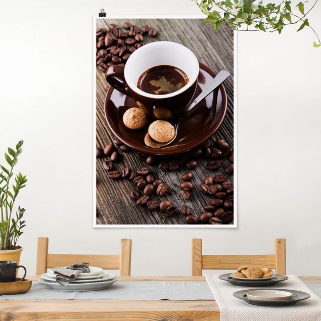 Poster - Fagioli della tazza di caffè con il caffè - Verticale 3:2
