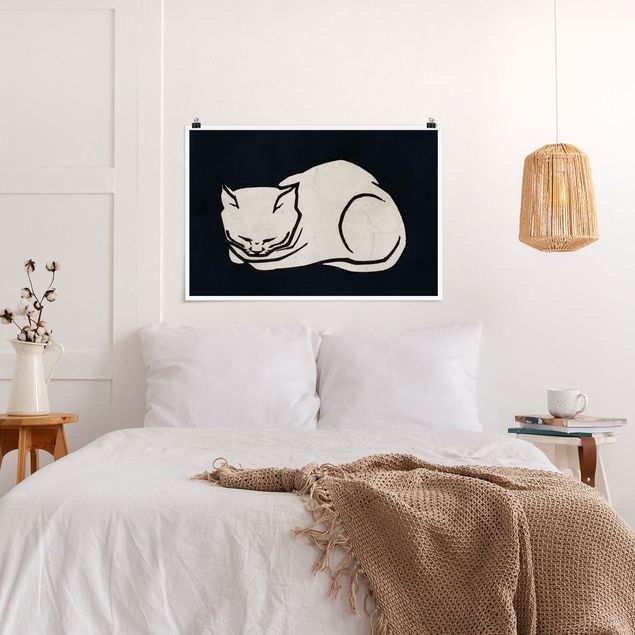 Poster illustrazioni Illustrazione di gatto addormentato