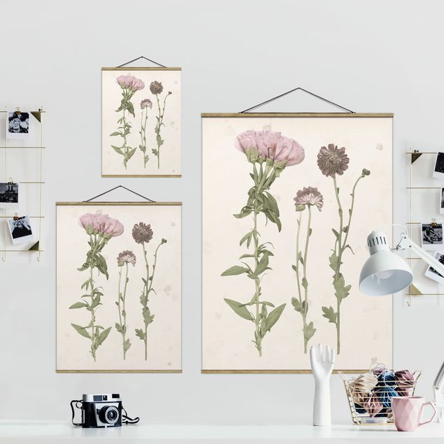 Foto su tessuto da parete con bastone - Herbarium In Pink III - Verticale 4:3