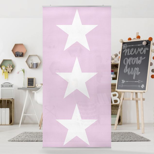 Tenda a pannello Big White Stars on Pink 250x120cm
