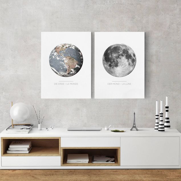 Quadri moderni per soggiorno Moon And Earth