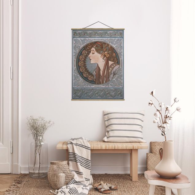Foto su tessuto da parete con bastone - Alfons Mucha - Helena - Verticale 4:3