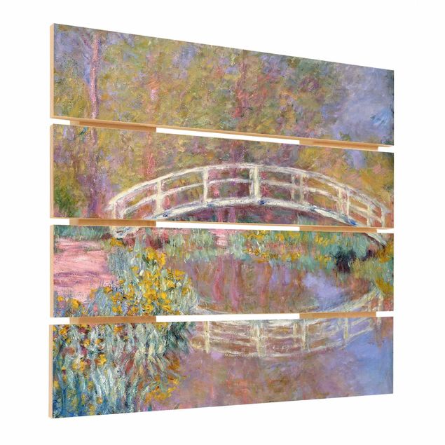 Stampa su legno - Claude Monet - Giardino del Ponte di Monet - Quadrato 1:1