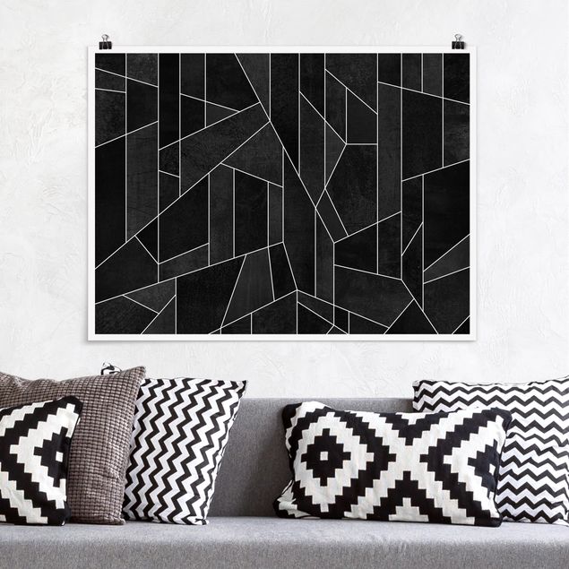 quadro astratto Acquerello geometrico in bianco e nero