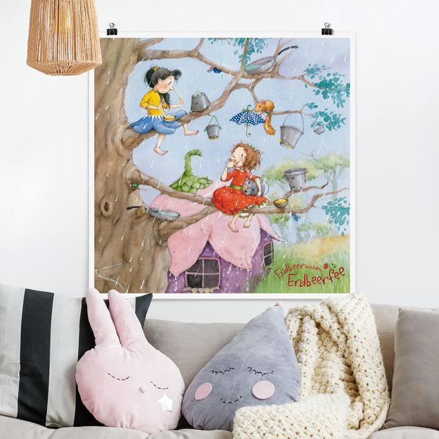 Poster cameretta bambini animali The Strawberry Fairy - Piove