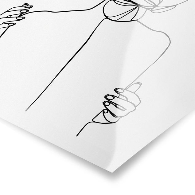 Poster - Line Art Woman Back Bianco e nero - Verticale 4:3
