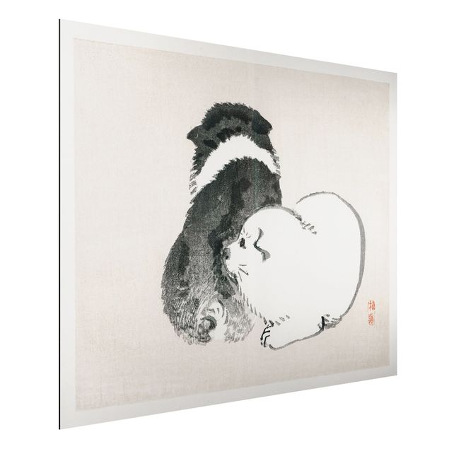 Quadri animali Disegno vintage asiatico cagnolino bianco e nero
