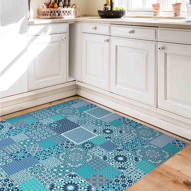 Tappeti moderni Piastrelle mosaico marocchino blu turchese