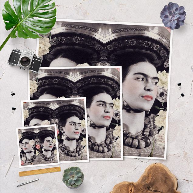 Poster - Frida Kahlo - Fiore Flood - Quadrato 1:1