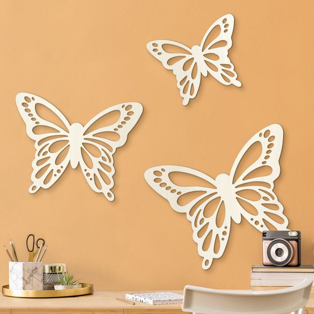 Decorazione da parete in legno - Set di 3 farfalle