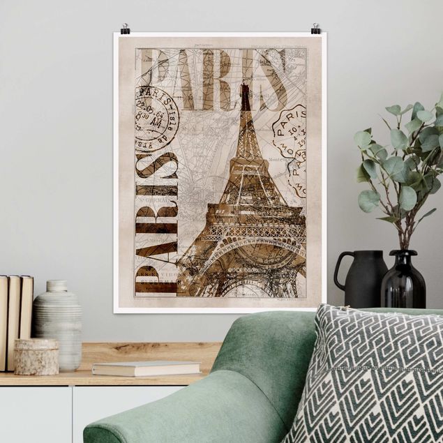 Poster vintage Collage Shabby Chic - Parigi