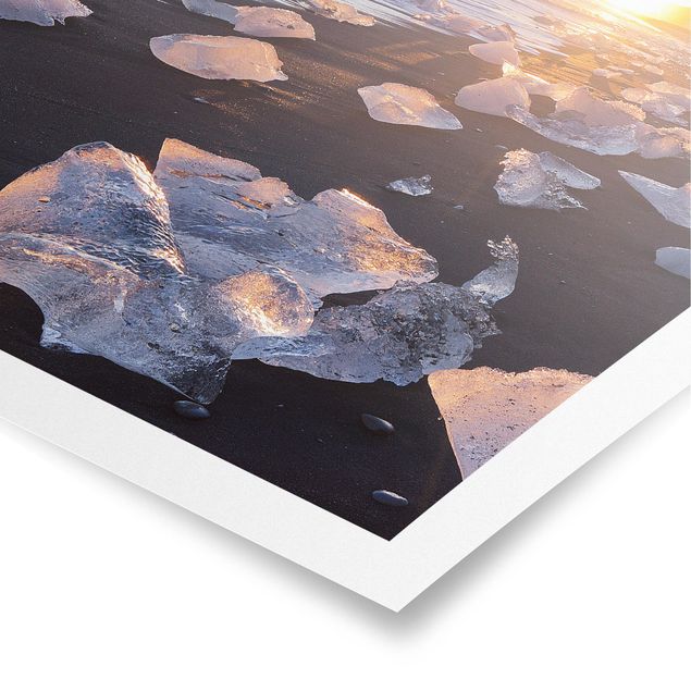 Poster - Pezzi di ghiaccio Sulla Spiaggia Islanda - Verticale 3:2