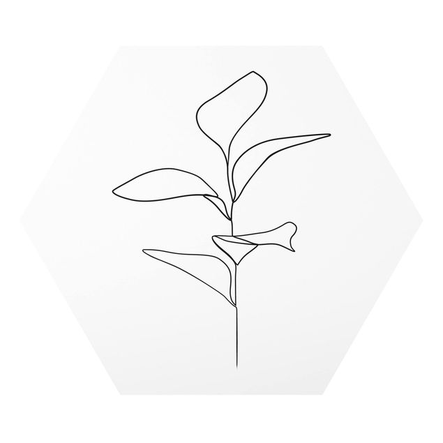 Esagono in forex - Line Art foglie delle piante Bianco e nero