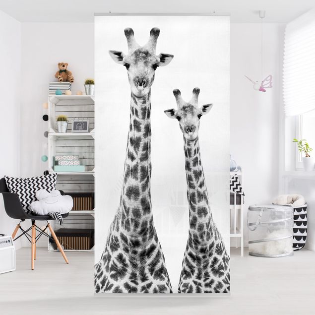 Tenda a pannello - Portrait of two giraffes in black and white 250x120cm