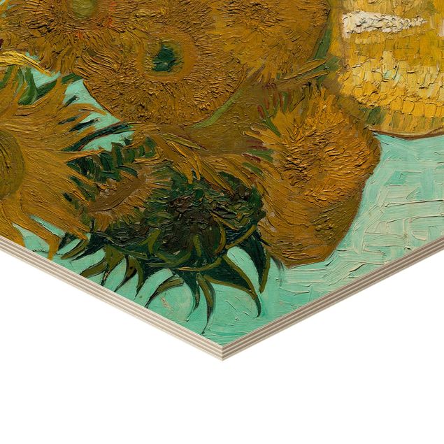 Esagono in legno - Vincent Van Gogh - Vaso con girasoli