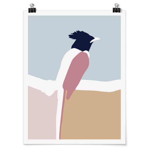 Poster - Line Art Uccello Pastello - Verticale 4:3