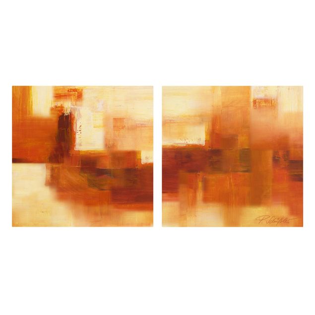 Abstrakte Kunst Composizione in arancione e marrone
