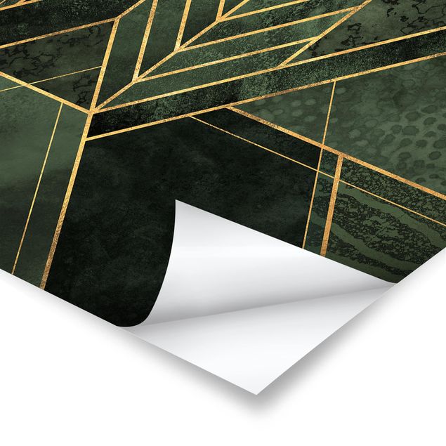 Poster - Forme geometriche oro verde smeraldo - Verticale 4:3
