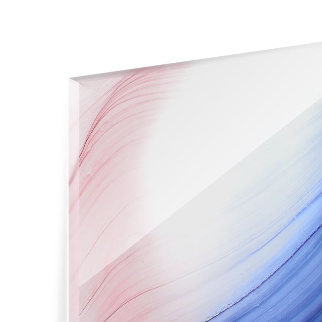 Paraschizzi in vetro - Danza di colori mélange blu con rosa - Formato orizzontale 3:2