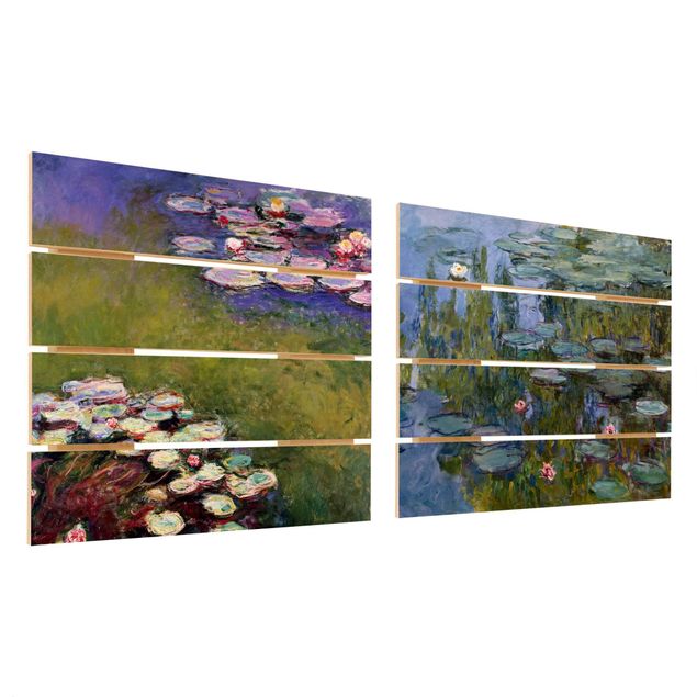 Quadro in legno effetto pallet - Claude Monet - Ninfee Set - Quadrato 1:1