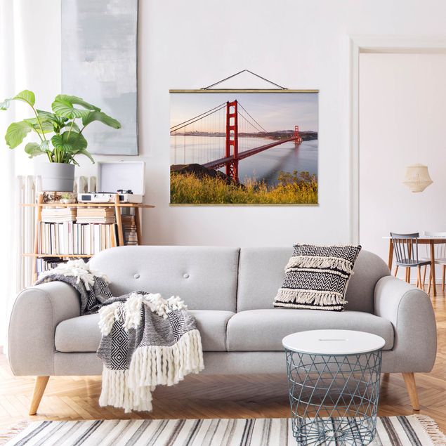 Foto su tessuto da parete con bastone - Golden Gate Bridge di San Francisco - Orizzontale 3:4