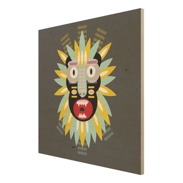 Stampa su legno - Collage Mask Ethnic - King Kong - Quadrato 1:1