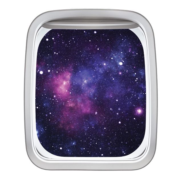 Adesivo murale 3D - Finestra Aereo Galaxy