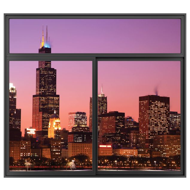 Trompe l'oeil adesivi murali - Finestra su Chicago