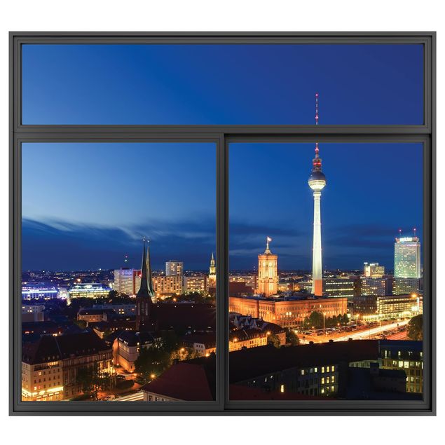Trompe l'oeil adesivi murali - Finestra sulla torre della televisione a Berlino