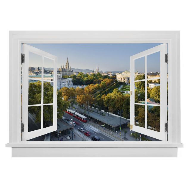 Trompe l'oeil adesivi murali - Finestra aperta su Vienna