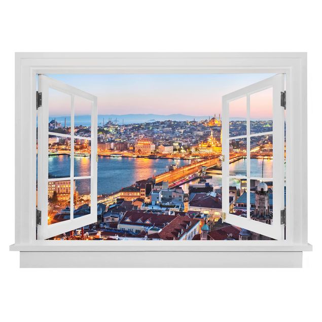 Trompe l'oeil adesivi murali - Finestra aperta su Istanbul