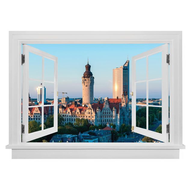 Trompe l'oeil adesivi murali - Finestra aperta su Leipzig