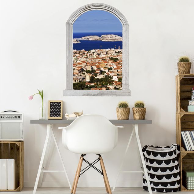 Trompe l'oeil adesivi murali - Finestra su Marsiglia