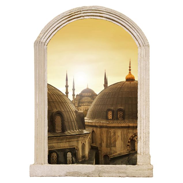 Trompe l'oeil adesivi murali - Finestra sopra i tetti di Istanbul
