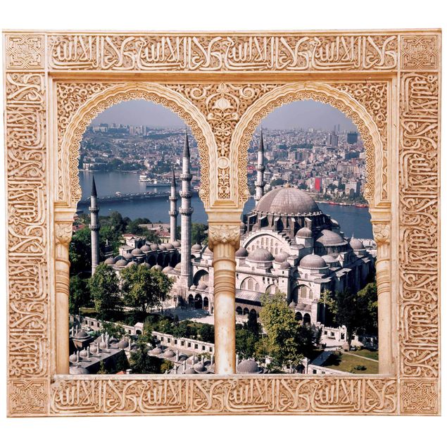 Trompe l'oeil adesivi murali - Finestra su moschea ad Istanbul