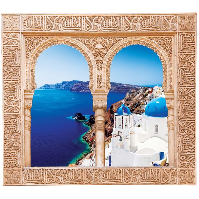 Trompe l'oeil adesivi murali - Finestra su Santorini