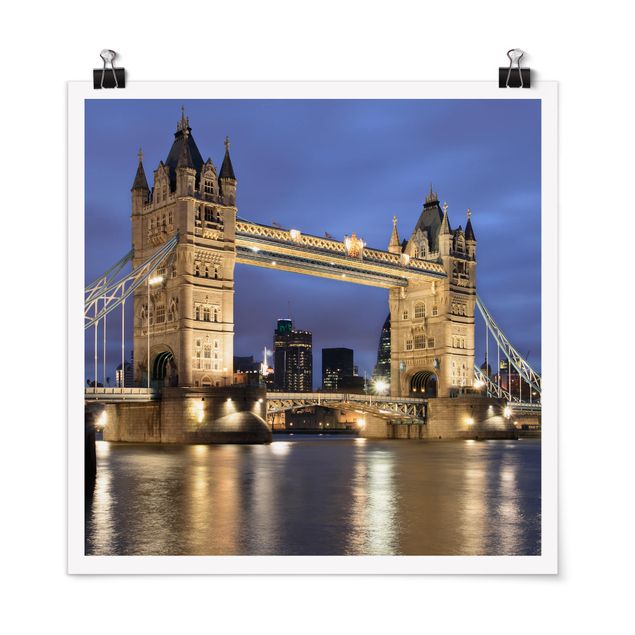Poster - Tower Bridge di notte - Quadrato 1:1