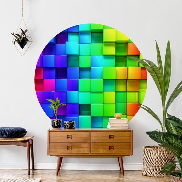 carta parati arcobaleno Cubi 3D