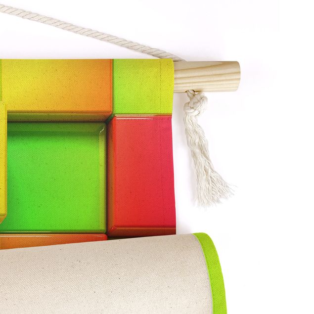 Arazzi da parete arcobaleno Cubi in 3D