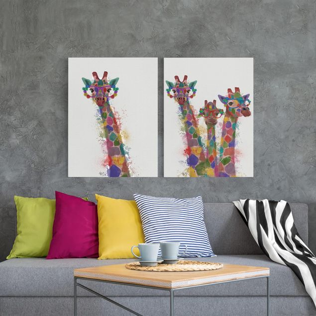 stampe animali Schizzi Arcobaleno Giraffe Set I