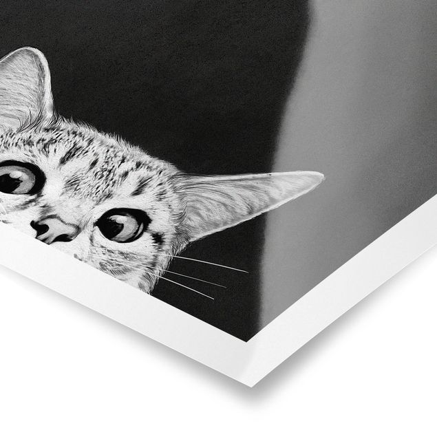 Poster - Illustrazione Gatto Bianco e nero Disegno - Quadrato 1:1
