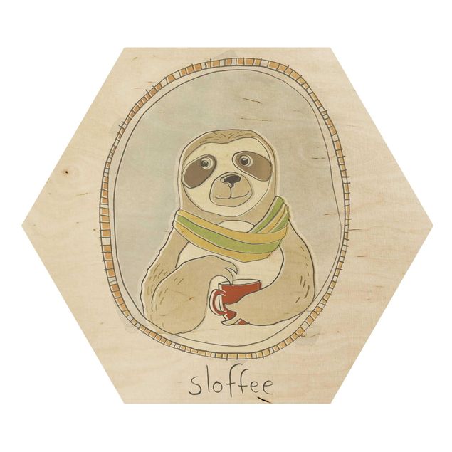 Esagono in legno - caffeina Sloth