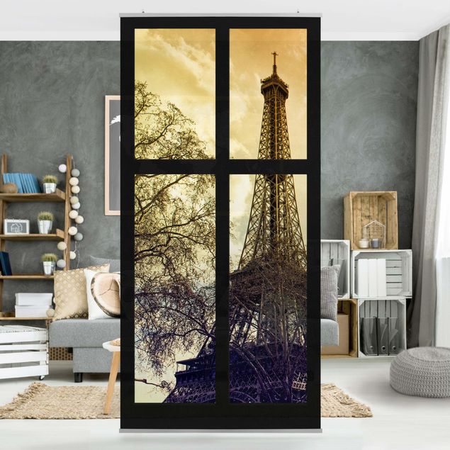 Tenda a pannello - Window Paris Eiffel Tower Sunset 250x120cm